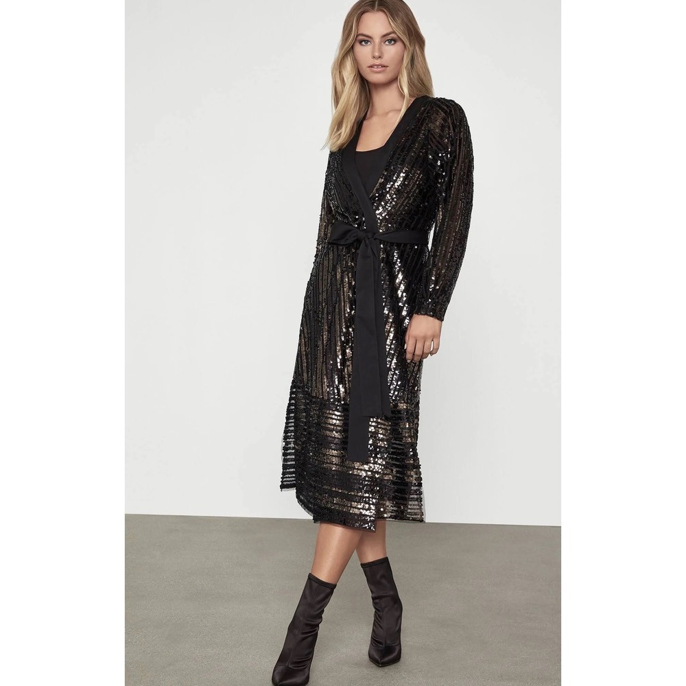 BCBGMaxAzria Black Sequin Midi Dress